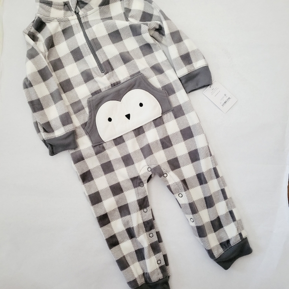 Carter's Other - New with tags Just One You by Carter's plaid grey and white  3/4 zip up outfit
